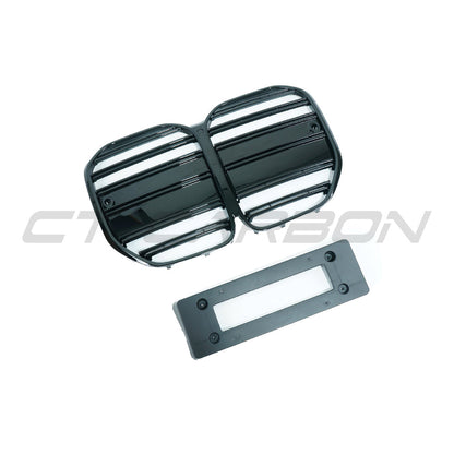 BMW 4 Series G22/G23 2020+ Gloss Piano Black Kidney Grille/Grill GT Vertical Slat | Front Radiator Grill Surround | M Sport Shadowline Upgrade by CT Carbon | 420i 430i M440i | Coupe/Cabriolet