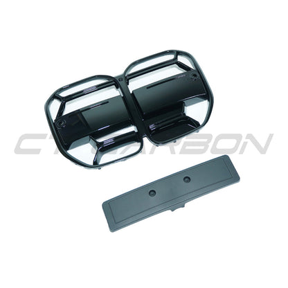 BMW 4 Series G22/G23 2020+ Gloss/Piano Black Kidney Grille (CSL Style, M4 CSL Look) – Front Grill Upgrade/Replacement for Coupe & Convertible | CT Carbon ABS | Shadowline Blackout Radiator Nose Grille