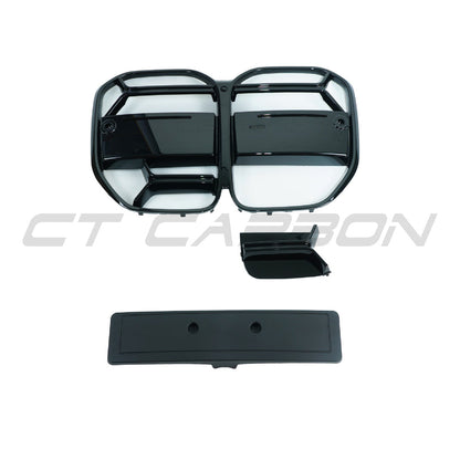 BMW 4 Series G22/G23 2020+ Gloss/Piano Black Kidney Grille (CSL Style, M4 CSL Look) – Front Grill Upgrade/Replacement for Coupe & Convertible | CT Carbon ABS | Shadowline Blackout Radiator Nose Grille