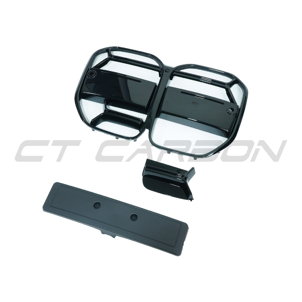 BMW 4 Series G22/G23 2020+ Gloss/Piano Black Kidney Grille (CSL Style, M4 CSL Look) – Front Grill Upgrade/Replacement for Coupe & Convertible | CT Carbon ABS | Shadowline Blackout Radiator Nose Grille