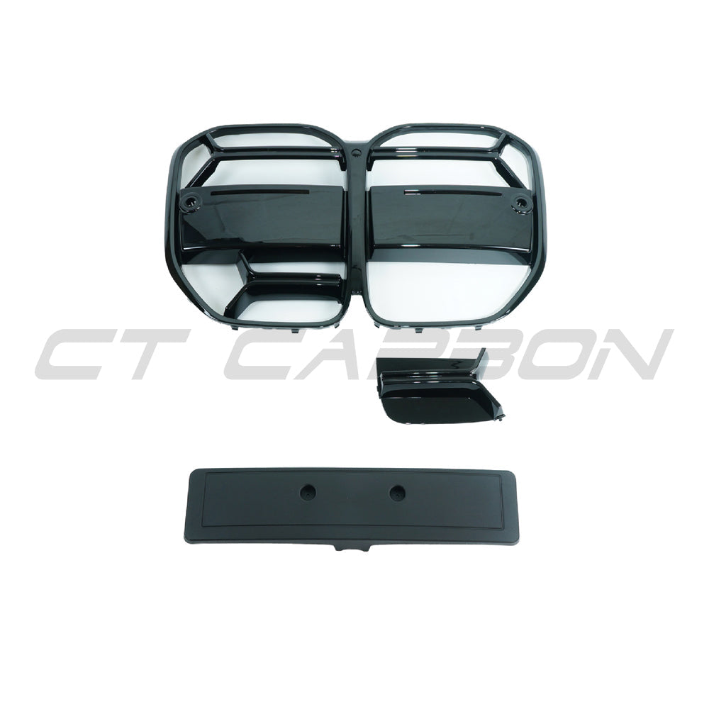 BMW 4 Series G22/G23 2020+ Gloss/Piano Black Kidney Grille (CSL Style, M4 CSL Look) – Front Grill Upgrade/Replacement for Coupe & Convertible | CT Carbon ABS | Shadowline Blackout Radiator Nose Grille