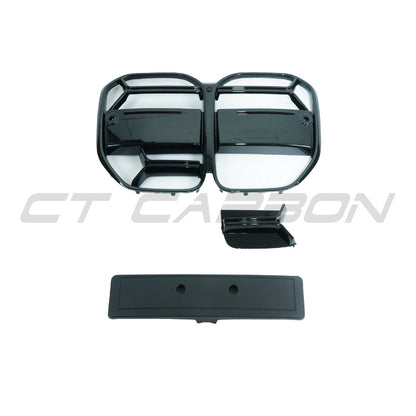 BMW 4 Series G22/G23 2020+ Gloss/Piano Black Kidney Grille (CSL Style, M4 CSL Look) – Front Grill Upgrade/Replacement for Coupe & Convertible | CT Carbon ABS | Shadowline Blackout Radiator Nose Grille