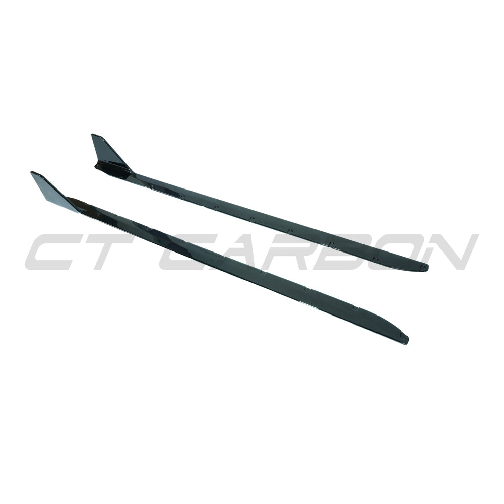 BMW M3 G80/G81 Gloss Piano Black Side Skirts – Side Skirt Extensions, Rocker Panel Sill Extensions, Side Blades Splitters – M Performance / MP Style ABS – 2021+ Saloon/Sedan & Touring/Estate – CT Carbon – Body Kit Styling