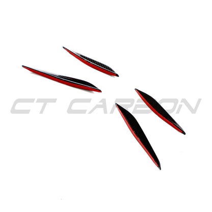BMW G87 M2 (2023+) Carbon Fibre/Carbon Fiber Front Bumper Canards – CT Design Pre-Preg Gloss – Dive Planes / Aero Flicks / Front Aero Fins / Corner Splitters Air Deflectors – Carbon Front Trim Styling Upgrade