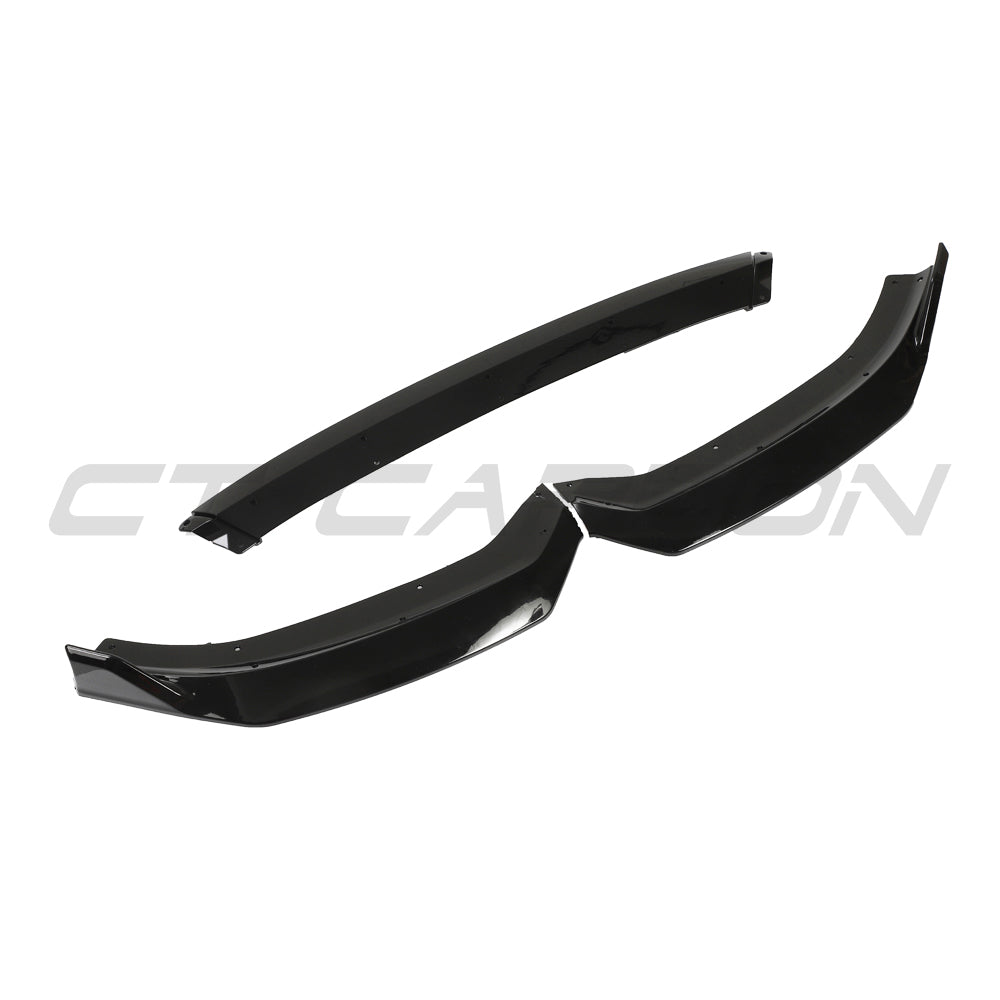 CT BLAK by CT Carbon Gloss Black Front Lip Splitter V2 for Audi A3 8V.5 S Line & S3 8V 2017-2020 - Bumper Lip/Chin Spoiler/Aero Skirt - Piano Black ABS - 8V Facelift 8V.2 - Sportback & Saloon - Front