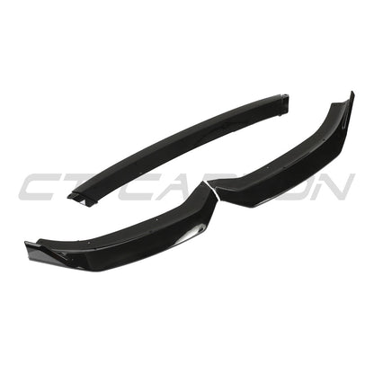 CT BLAK by CT Carbon Gloss Black Front Lip Splitter V2 for Audi A3 8V.5 S Line & S3 8V 2017-2020 - Bumper Lip/Chin Spoiler/Aero Skirt - Piano Black ABS - 8V Facelift 8V.2 - Sportback & Saloon - Front