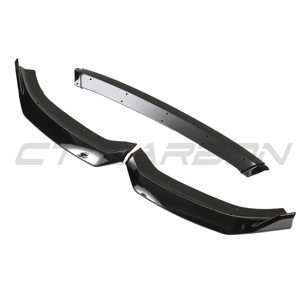 CT BLAK by CT Carbon Gloss Black Front Lip Splitter V2 for Audi A3 8V.5 S Line & S3 8V 2017-2020 - Bumper Lip/Chin Spoiler/Aero Skirt - Piano Black ABS - 8V Facelift 8V.2 - Sportback & Saloon - Front