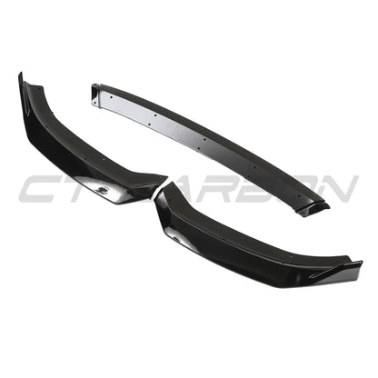 CT BLAK by CT Carbon Gloss Black Front Lip Splitter V2 for Audi A3 8V.5 S Line & S3 8V 2017-2020 - Bumper Lip/Chin Spoiler/Aero Skirt - Piano Black ABS - 8V Facelift 8V.2 - Sportback & Saloon - Front