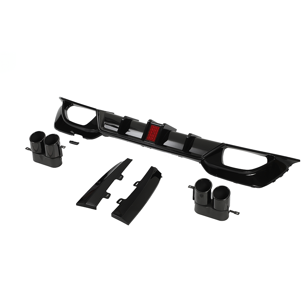 BMW 3 Series G20 G21 2019-2022 Gloss Black Rear Diffuser/Valance Splitter with LED Centre Light & Exhaust Tips | Saloon/Sedan & Touring/Estate Rear Bumper Lower Spoiler Apron ABS Body Kit