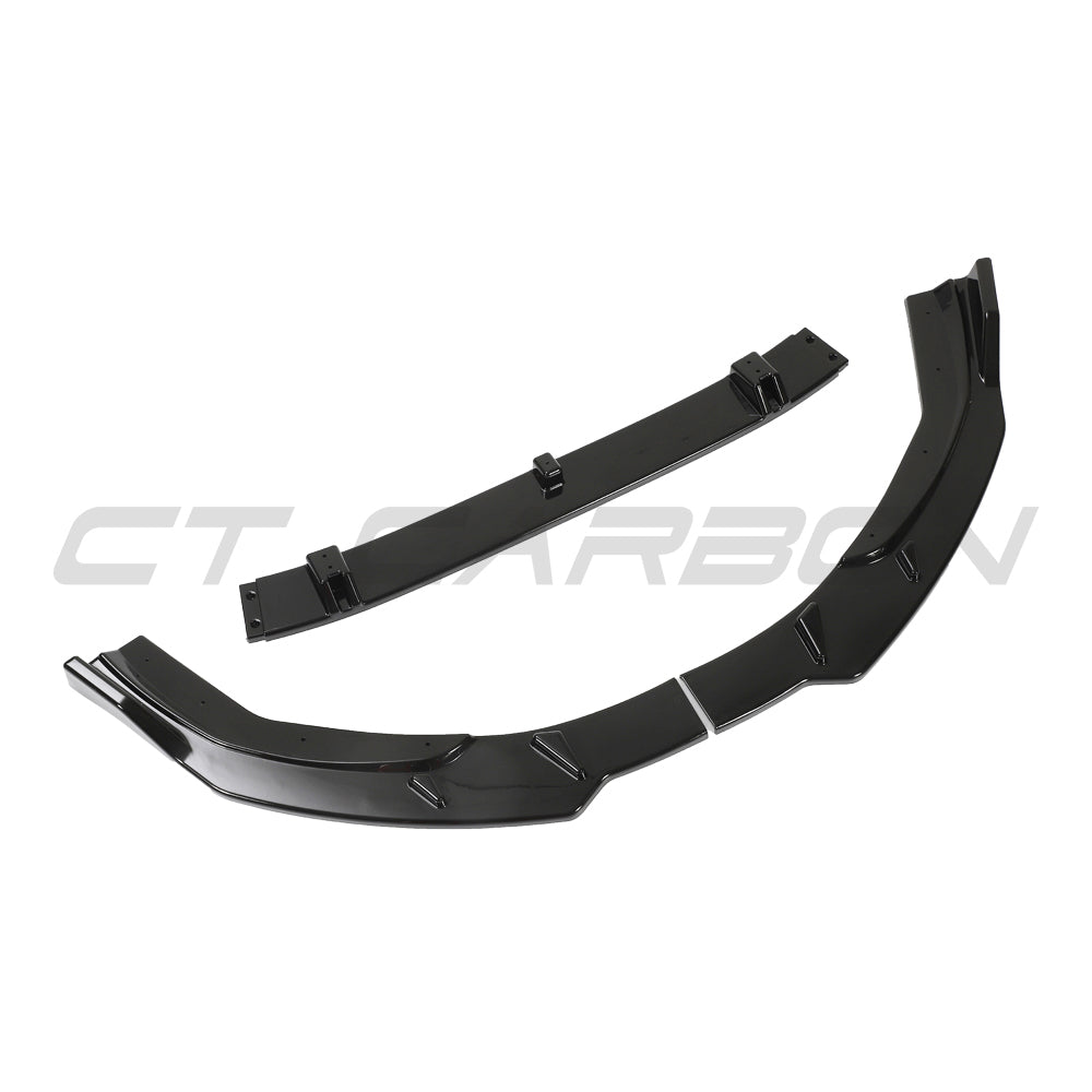 CT Carbon Gloss Black Front Lip Splitter for Audi A4 & S4 B9.5 Facelift 2020-2024 – ABS 3-Piece Front Lip Spoiler/Chin Spoiler, Front Bumper Lip Valance, Aero Diffuser Body Kit