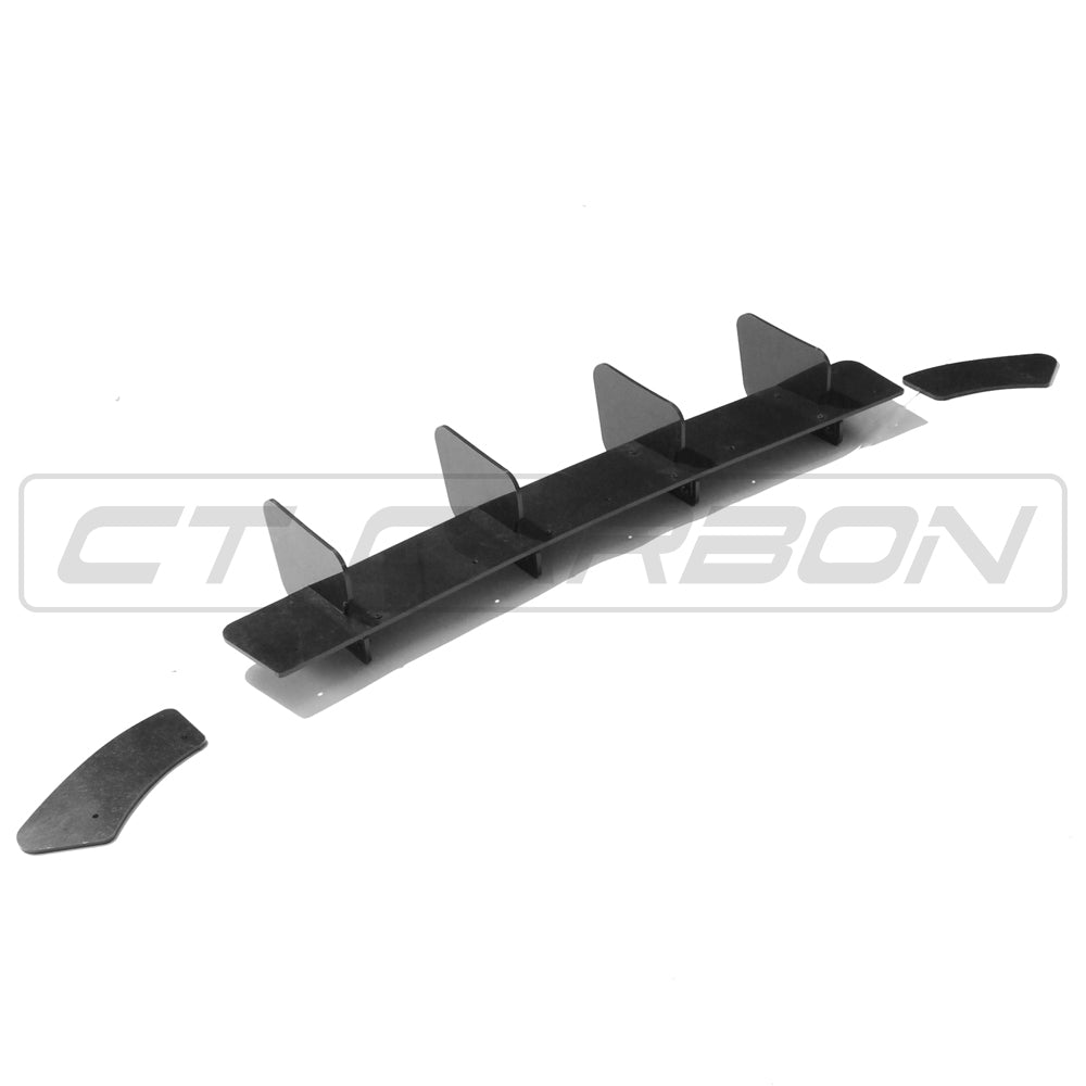 VW Volkswagen Golf GTI Mk7.5 Facelift 2017-2020 Gloss Black Rear Diffuser Extension - Rear Valance/Lip/Splitter/Skirt/Apron/Undertray/Spoiler Lower Bumper Trim, Piano Black ABS, CT Carbon