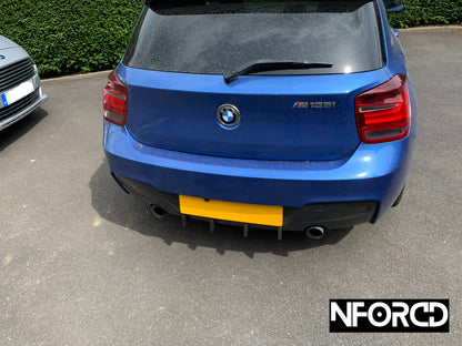 BMW 1 Series Hatchback F20 F21 M135i 2011-2015 Rear Diffuser Fins V2 - Matte Black Stick-On Set of 4 for M Sport/M Line Bumper | Rear Aero Blades, Valance Fins, Rear Canards | Adhesive Diffuser Extensions