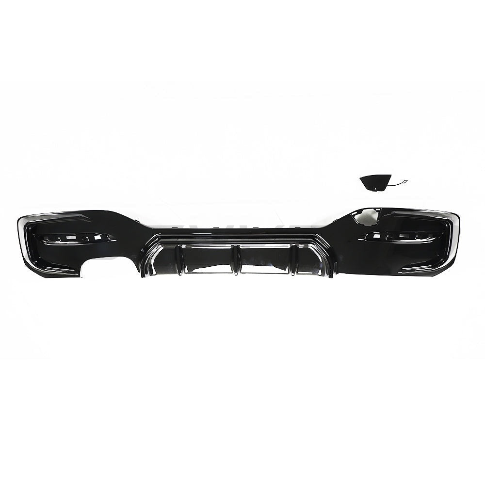 BMW 1 Series F20/F21 LCI Facelift 2015-2020 Hatchback Rear Diffuser / Rear Valance - Gloss Piano Black Rear Lower Bumper Trim Insert - Left Twin Exhaust (Dual Exit Left)