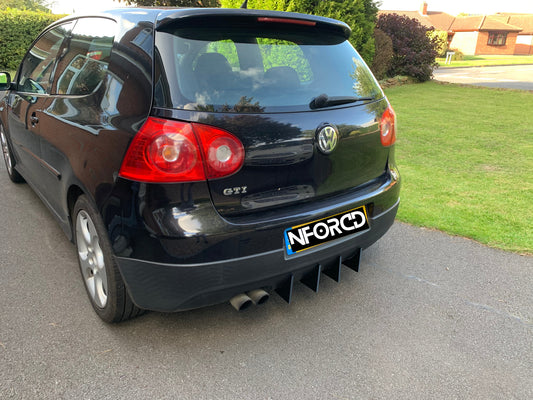 VW Golf Mk5 GTI/GTD 4pc Large Rear Diffuser Fins – Stick-On Aero Strakes/Blades for Rear Bumper Valance | Splitter/Vortex Fins Styling Kit | Fits Golf 5 (2004-2009), OEM Plus Look