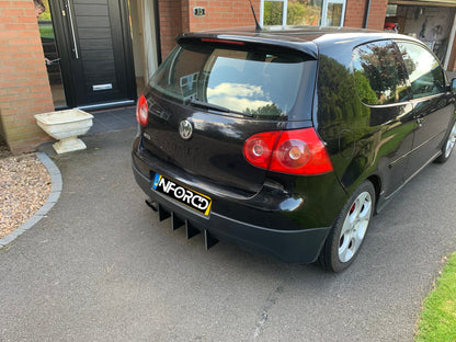 VW Golf Mk5 GTI/GTD 4pc Large Rear Diffuser Fins – Stick-On Aero Strakes/Blades for Rear Bumper Valance | Splitter/Vortex Fins Styling Kit | Fits Golf 5 (2004-2009), OEM Plus Look