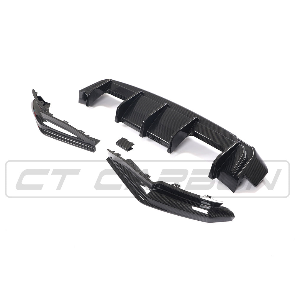 BMW M3 G80 Carbon Fibre/Carbon Fiber Rear Diffuser, Rear Valance, Lower Bumper Splitter 2021+ (Saloon/Sedan) Gloss Pre-Preg Carbon – CT Design Performance Rear Apron Upgrade