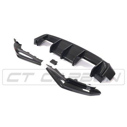BMW M3 G80 Carbon Fibre/Carbon Fiber Rear Diffuser, Rear Valance, Lower Bumper Splitter 2021+ (Saloon/Sedan) Gloss Pre-Preg Carbon – CT Design Performance Rear Apron Upgrade