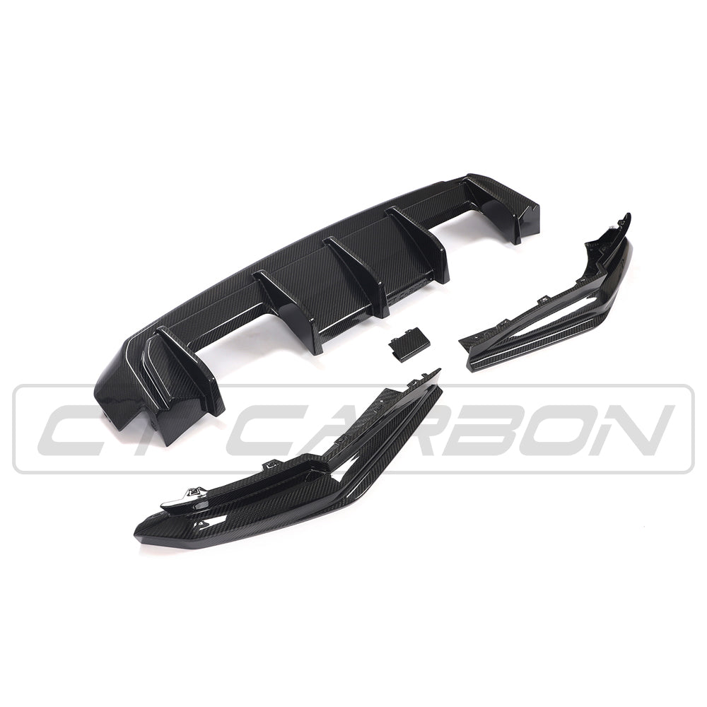 BMW M3 G80 Carbon Fibre/Carbon Fiber Rear Diffuser, Rear Valance, Lower Bumper Splitter 2021+ (Saloon/Sedan) Gloss Pre-Preg Carbon – CT Design Performance Rear Apron Upgrade