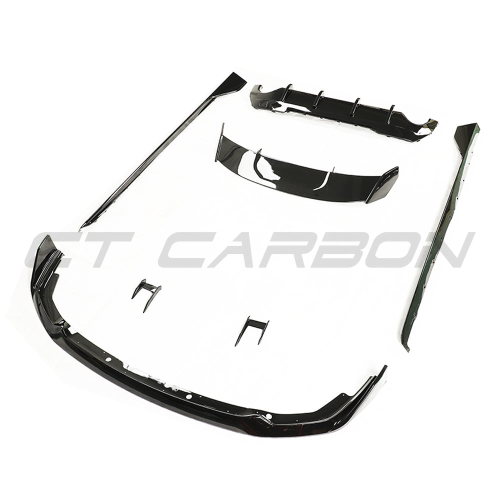 BMW 1 Series F40 2020+ Gloss/Piano Black Body Kit – M Performance/M Sport Style Aero Pack by CT Carbon / CT BLAK | Front Splitter Lip + Rear Diffuser Valance + Boot/Tailgate Spoiler | ABS Black Pack Exterior Styling Upgrade | Shadowline Compatible