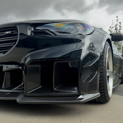 BMW M2 G87 Front Bumper Carbon Fibre Vent Inserts / Brake Cooling Air Ducts & Scoops (2023+) – Gloss Pre-Preg OEM Style Performance Intakes – CT Design