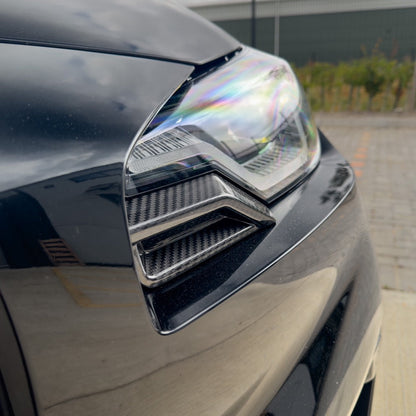 BMW M2 G87 2023+ Headlight/Headlamp Eyelids/Eyebrows Carbon Fibre/Carbon Fiber Overlay Trim Front Lamp Covers OEM+ Styling Upgrade | CT Design