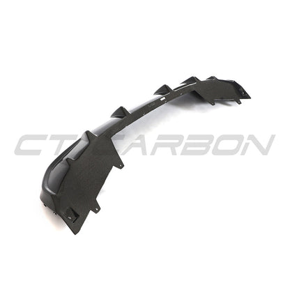BMW i4 G26 Gran Coupe 2020+ Carbon Fibre/Fiber Rear Diffuser Valance - CT Carbon Gloss Rear Splitter, Bumper Insert, Rear Skirt Lip, Lower Bumper Trim | 4 Series EV Aero Upgrade OEM Fit