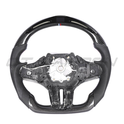 BMW Gxx CARBON FIBRE / LEATHER / LED FLAT BOTTOM CUSTOM STEERING WHEEL