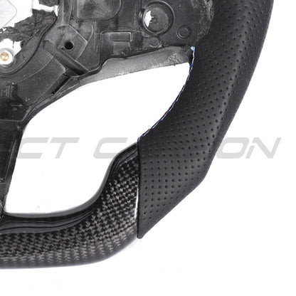 BMW Gxx CARBON FIBRE / LEATHER / LED FLAT BOTTOM CUSTOM STEERING WHEEL