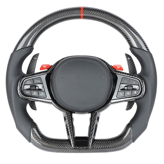 BMW Gxx LCI CARBON FIBRE / LEATHER FLAT BOTTOM CUSTOM STEERING WHEEL