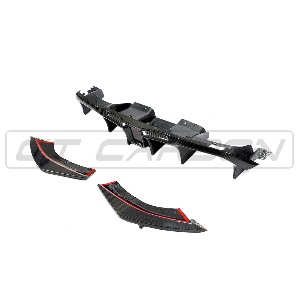 BMW M2 F87 OG / M2 Competition (M2C) Carbon Fibre/Fiber Rear Diffuser – CT Carbon Gloss Rear Valance, Apron, Skirt, Splitter & Bumper/Diffuser Insert 2016–2021 Rear Undertray / Lower Bumper Trim Upgrade