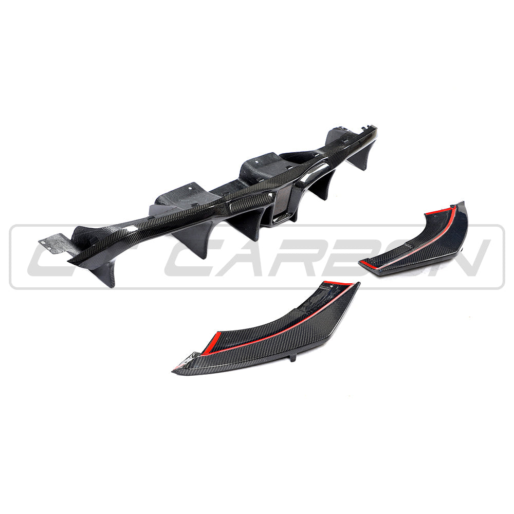 BMW M2 F87 OG / M2 Competition (M2C) Carbon Fibre/Fiber Rear Diffuser – CT Carbon Gloss Rear Valance, Apron, Skirt, Splitter & Bumper/Diffuser Insert 2016–2021 Rear Undertray / Lower Bumper Trim Upgrade