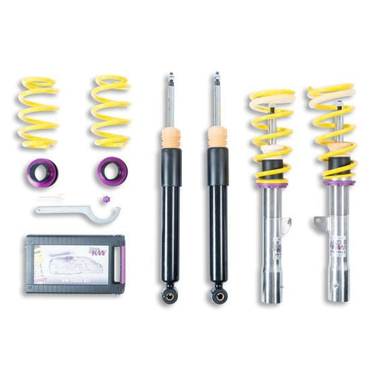 KW V1 Variant 1 Coilovers for BMW 4 Series F33 Convertible/Cabriolet xDrive AWD (2013+) – Height Adjustable Lowering Suspension Kit, Inox-Line Stainless – EDC/Adaptive Damper Delete Module – Fits 428i 430i 435i 440i xDrive & 435d