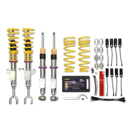 KW Street Comfort Coilovers Suspension Kit for BMW F10 5 Series, F06 6 Series (Gran Coupé), F01/F02/F03/F04 7 Series – Height & Rebound Adjustable – EDC Delete/Adaptive Damper Cancellation – Lowering Shocks & Struts – Stainless Inox-Line – PN 18020090
