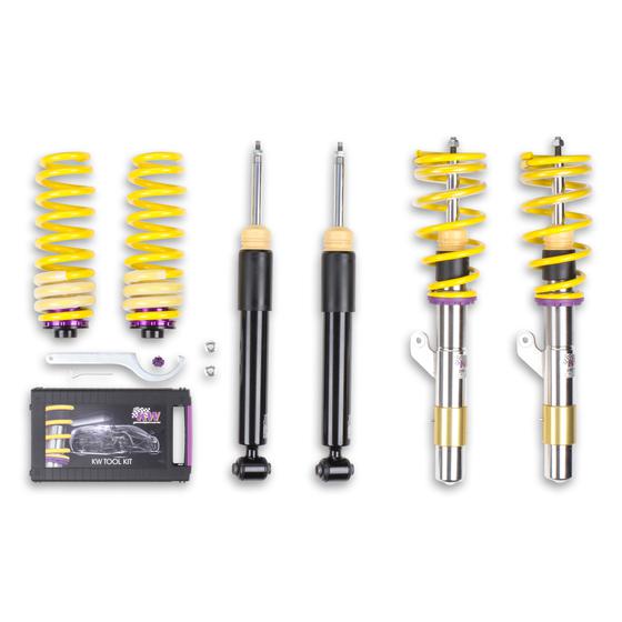 KW V2 Inox-Line Coilover Suspension Kit for BMW F-Series F20 F21 F22 F30 F32 (1/2/3/4 Series) - Height Adjustable, 16-Click Rebound - Stainless Steel Lowering Kit, Adjustable Dampers & Springs - Part 1522000D