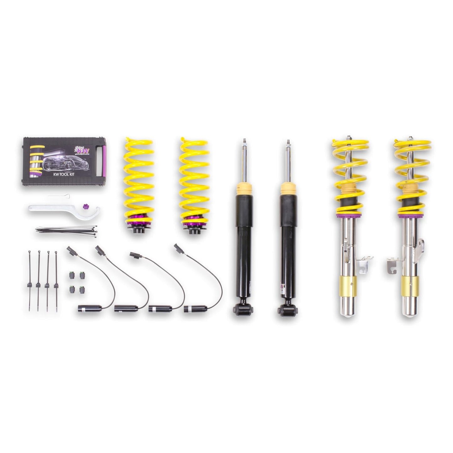 KW V2 Variant 2 Inox-Line Coilovers for BMW F20 F21 F22 F30 F32 - Height & Rebound Adjustable Lowering Suspension Kit with EDC/Adaptive Damper Delete - 1/2/3/4 Series incl M135i M140i M235i M240i 335i 340i 435i 440i - 1522000G