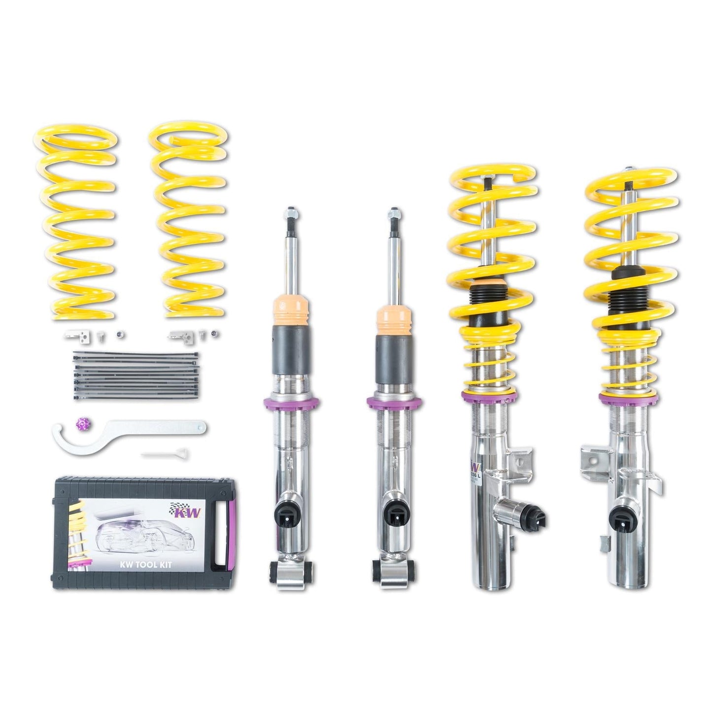KW DDC inox-line Plug & Play Coilovers & Adjustable Suspension for BMW X3 F25 (2010-2017) / X4 F26 (2013-2018) - EDC Compatible Adaptive Damping Lowering Kit, Stainless Steel, Ride Height Adjustable - Fits X3/X4 M40i - Part No. 39020032