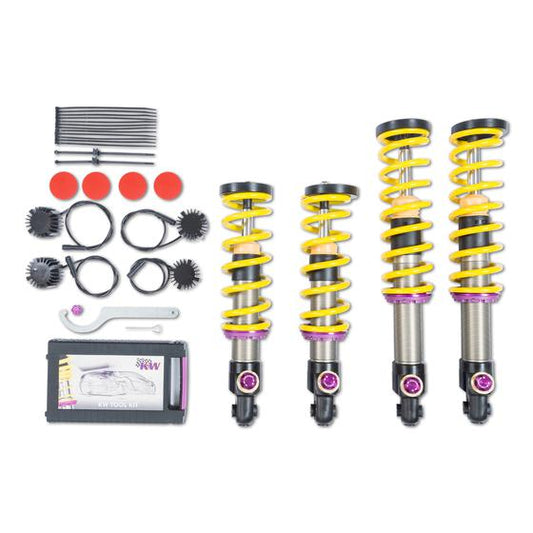 KW Variant 4 (V4) Coilover Kit for BMW M2 CS F87 – Triple Adjustable 3‑Way Damping & Height Adjustable Suspension Lowering Kit – Stainless Steel Struts – EDC Delete/Electronic Damper Cancellation – Performance Track/Road Shocks – Part 3A7200DY