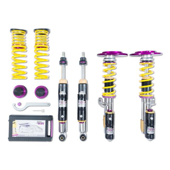 KW Variant 4 V4 Coilovers for BMW M2 & M2 Competition (F87) - Rebound & Compression Adjustable 3-Way Damping, Height Adjustable Suspension - Stainless Steel - Lowering Coilover Shock Absorbers Damper Kit