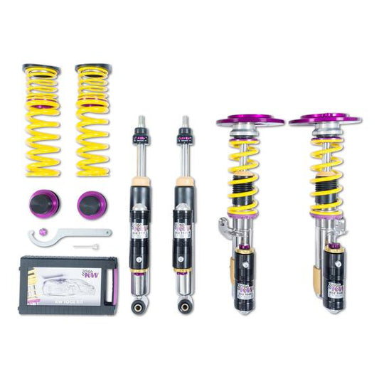 KW Variant 4 V4 Coilovers for BMW M2 & M2 Competition (F87) - Rebound & Compression Adjustable 3-Way Damping, Height Adjustable Suspension - Stainless Steel - Lowering Coilover Shock Absorbers Damper Kit