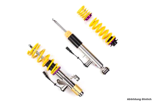 KW DDC Plug & Play Coilovers for BMW M3 F80 & M4 F82 (EDC/Active Damping Compatible, incl. CS) - Adaptive Height Adjustable Coilover Suspension Lowering Kit - Retains Factory Drive Modes - Stainless Inox-Line - 39020039