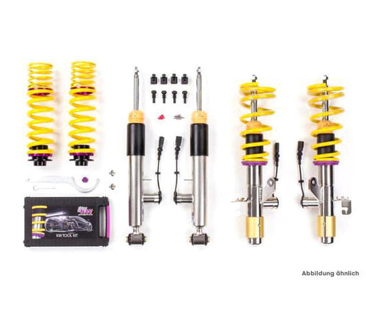 KW DDC Plug & Play Coilovers Suspension Kit for BMW 1/2/3/4 Series F20 F21 F22 F23 F30 F32 RWD (Adaptive M/EDC/VDC) - Height Adjustable Stainless Lowering Kit, Adjustable Shocks & Springs - Fits M135i M140i M235i M240i 335i 340i 435i 440i - PN 39020018