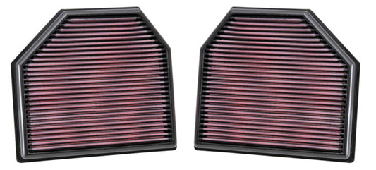 K&N 33-2488 (332488) High-Flow Washable Reusable Panel Air Filter Pair | BMW M2 Competition F87, M3 F80, M4 F82/F83, M5 F10, M6 F06/F12/F13 | S55 S63 Drop-In Performance Intake Replacement Set for OEM Airbox