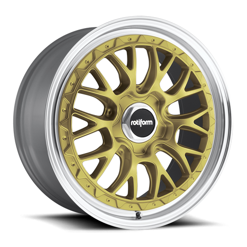 Rotiform LSR 19x10 (10J) PCD 5x120 ET40 Gold Alloy Wheels - Single Piece Cast, Lightweight Multi-Spoke 19 Inch Rims, Concave Performance/Staggered Rear Fitment