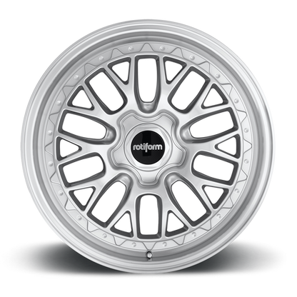 Rotiform LSR 18x9.5 9.5J 5x120 ET35 Silver Multi Spoke Alloy Wheel Rim - Cast Monoblock 1 Piece - BMW 5x120 Fitment - 18 Inch Concave Staggered Performance Rims