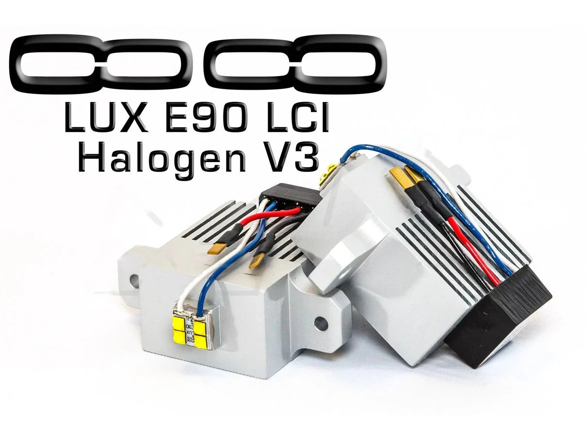 LUX V4 Angel Eyes LED Upgrade Kit for BMW 3 Series E90/E91 LCI 2009-2011 – 6000K Cool White Halo/Corona Ring DRL Marker Bulbs, 2000 Lumen, Plug & Play, Valeo Halogen Headlights, Cree LEDs, 15% Brighter Than V3
