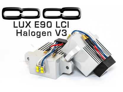 LUX V4 Angel Eyes LED Upgrade Kit for BMW 3 Series E90/E91 LCI 2009-2011 – 6000K Cool White Halo/Corona Ring DRL Marker Bulbs, 2000 Lumen, Plug & Play, Valeo Halogen Headlights, Cree LEDs, 15% Brighter Than V3