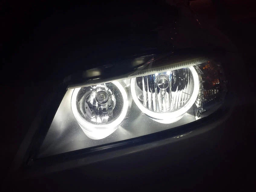 LUX V4 Angel Eyes LED Upgrade Kit for BMW 3 Series E90/E91 LCI 2009-2011 – 6000K Cool White Halo/Corona Ring DRL Marker Bulbs, 2000 Lumen, Plug & Play, Valeo Halogen Headlights, Cree LEDs, 15% Brighter Than V3