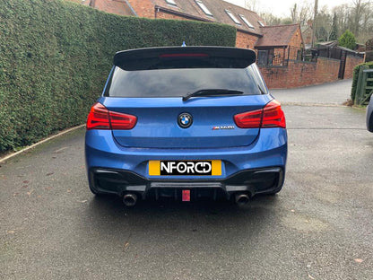 BMW 1 Series M140i & M135i LCI F20/F21 Rear Diffuser + F1-Style Triangular LED Centre Brake/Fog Rain Light | Rear Bumper Valance/Splitter Insert | Flashing or Solid | Complete Aftermarket Kit (2015-2019)