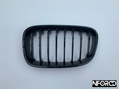 Gloss Black Kidney Grilles (Front Grills) for BMW 1 Series F20 F21 2011–2014 Pre‑LCI/Pre‑Facelift | Shadowline De‑Chrome Blackout Replacement Sport Grille Upgrade – Fits M135i 116i 118d 120d
