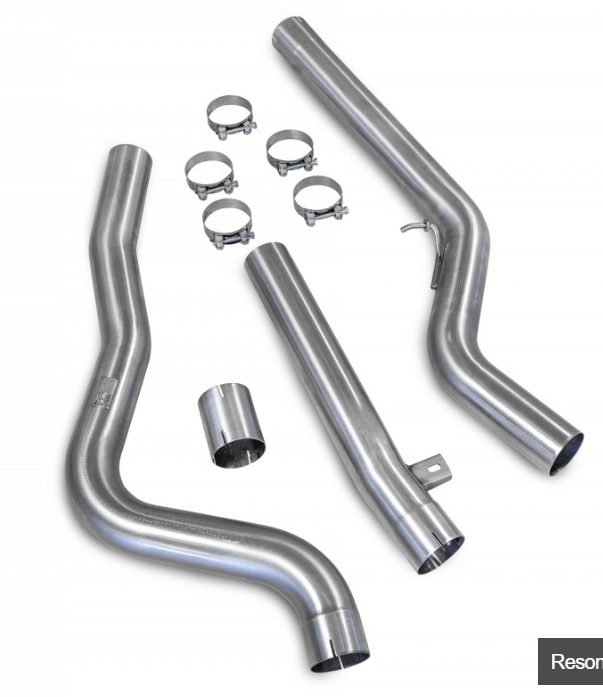 Scorpion Red Power Exhaust Resonator & GPF/OPF Delete Centre Section for BMW M140i/M240i (F20 F21 F22, 2016-2020)  80mm Mid Pipe, Direct Fit to OEM Back Box  Track Use Only